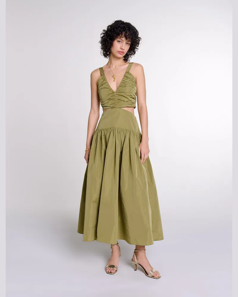 Maje Taftkleid Mit Cut-outs - Khaki Khaki