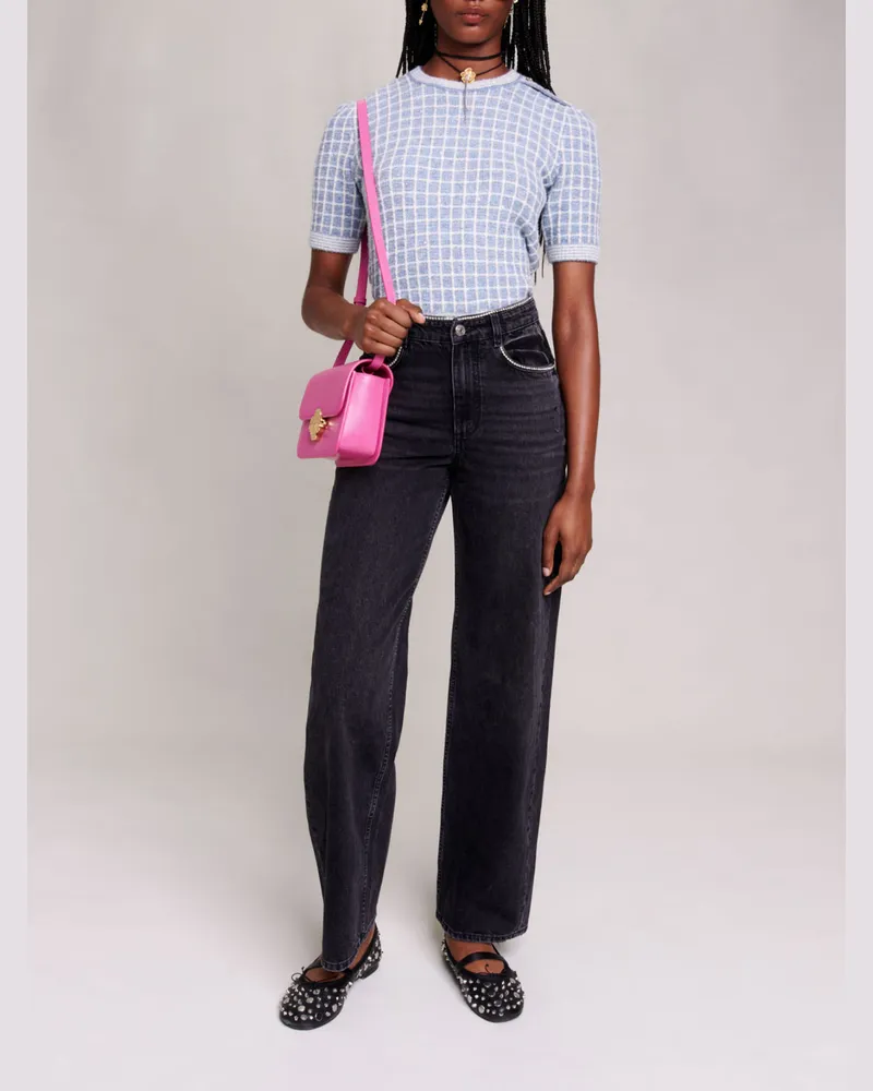 Maje Weite Jeans Mit Strass - Schwarz Schwarz