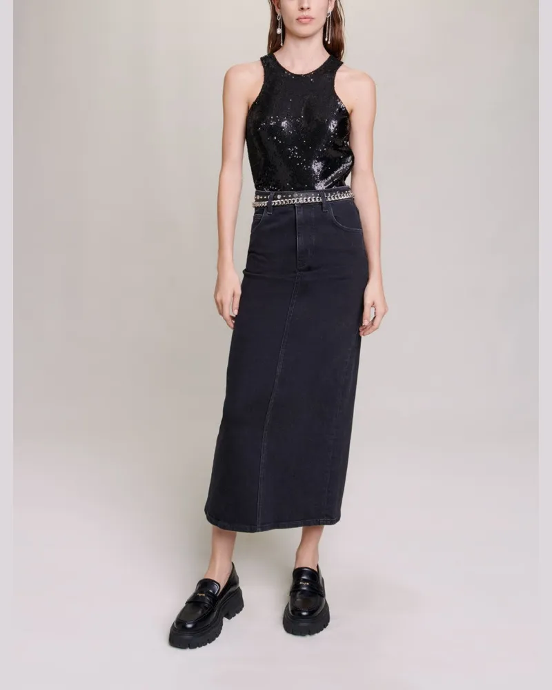 Maje Strass-top - Schwarz Schwarz