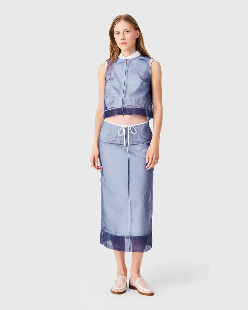 Maje Baumwollrock, Abnehmbarer Organza - Blau Blau