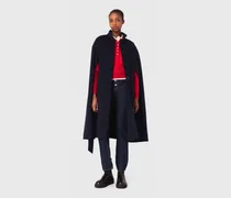 Langer Doubleface-mantel Mit Cape - Marineblau