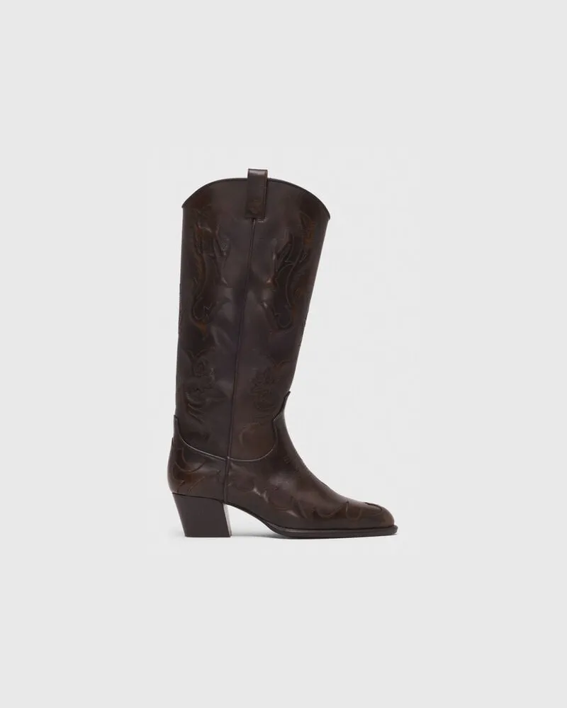 Maje Cowboy-stiefel Aus Leder - Braun Braun