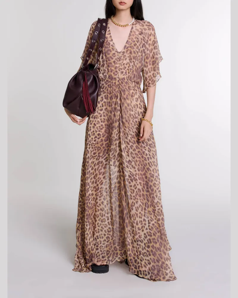 Maje Langes Kleid Mit Leopardenmuster - Imprime Leopard Imprime