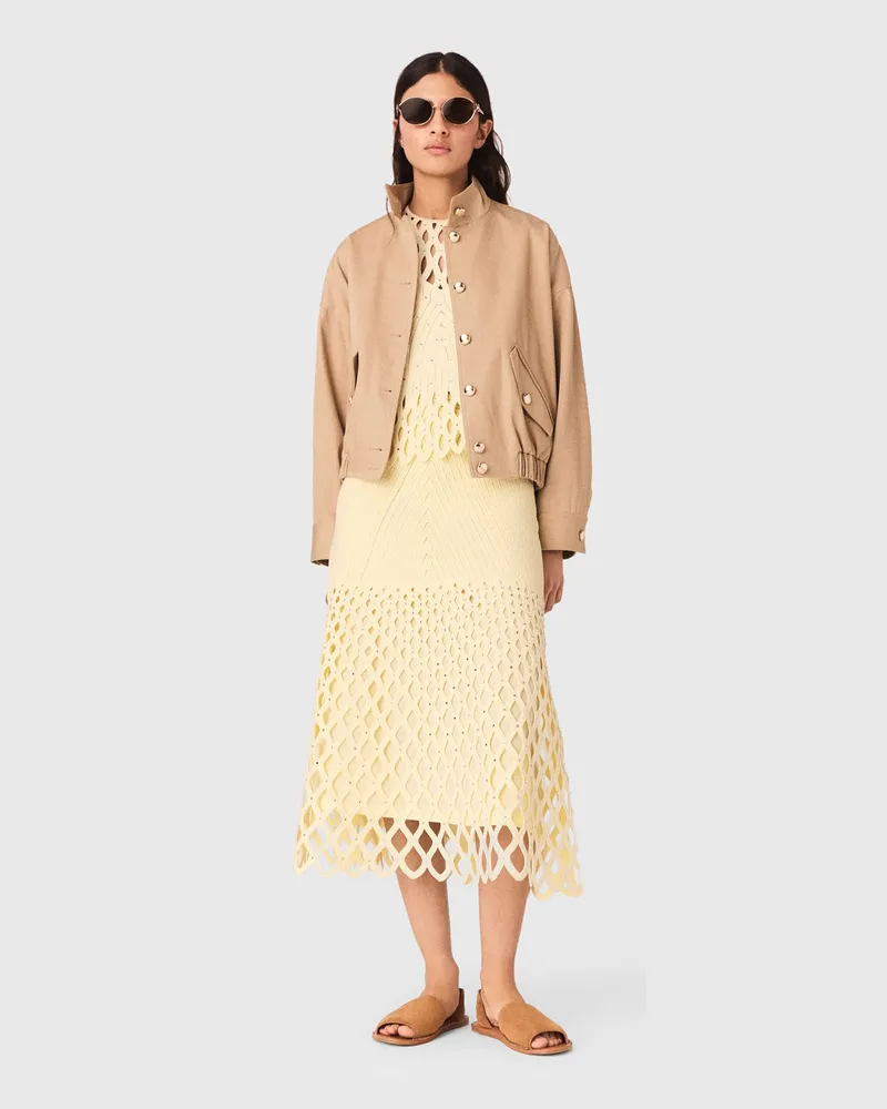 Maje Häkelrock Mit Abnehmbarem Futter - Gelb Blassgelb