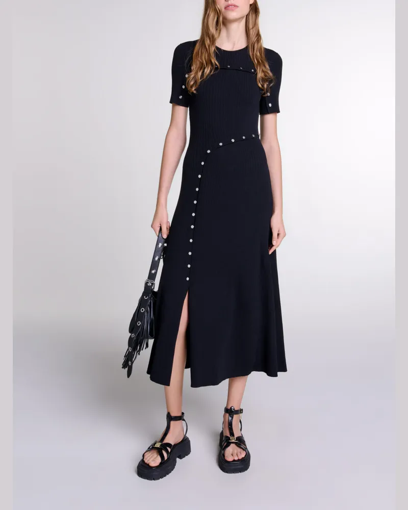 Maje Langes Strickkleid - Schwarz Schwarz