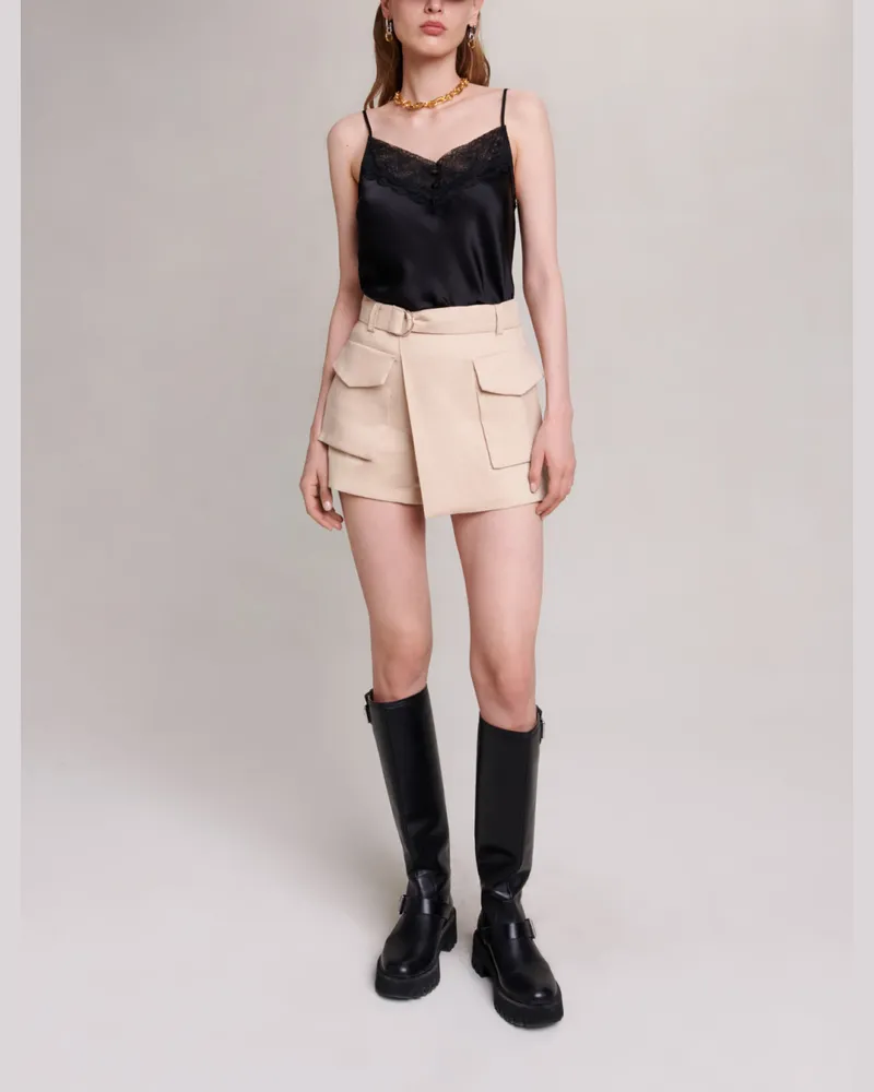 Maje Asymmetrische Shorts - Beige Beige
