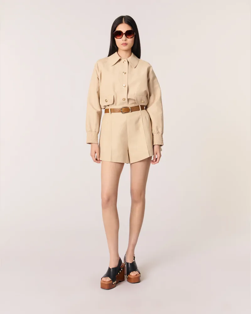 Maje Shorts Aus Leinen Und Baumwolle - Beige Beige