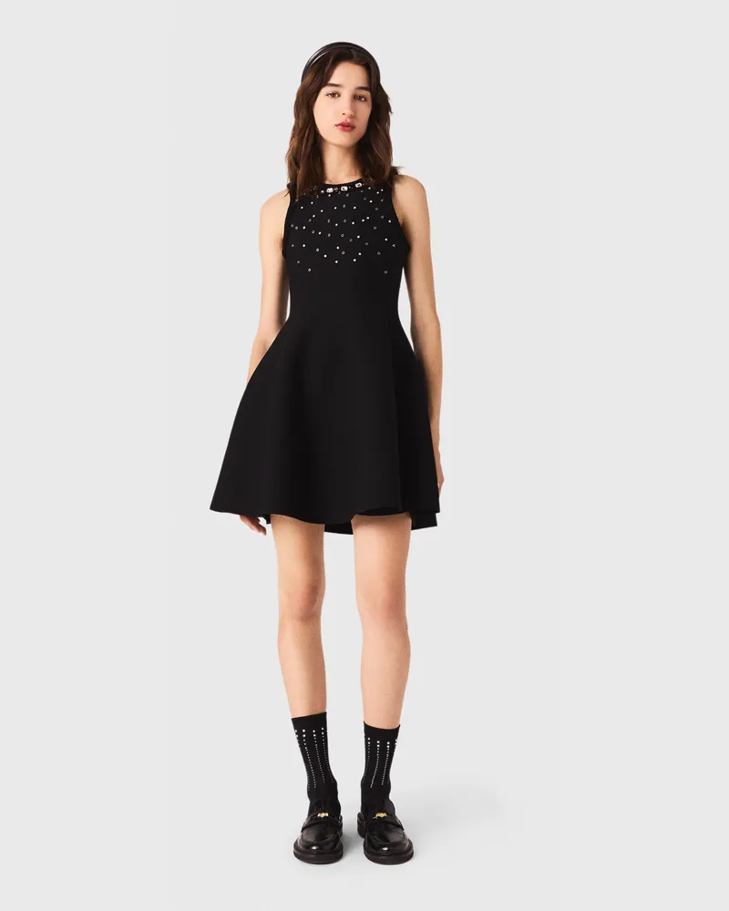 Maje Skaterkleid Mit Schmuckdetails - Schwarz Schwarz