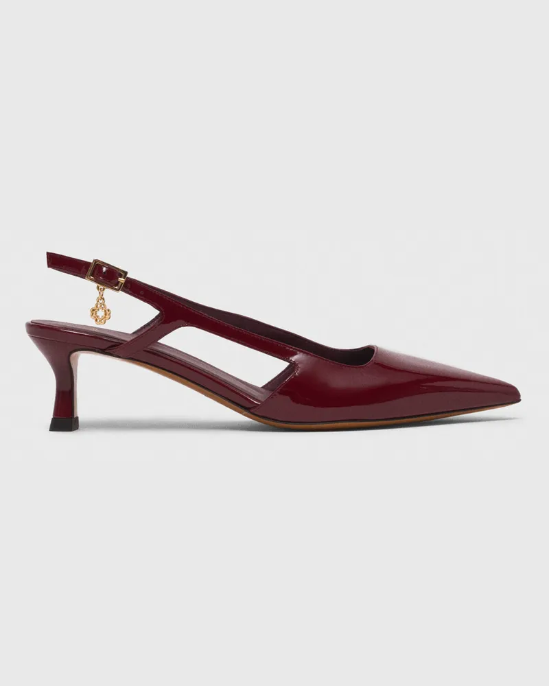Maje Slingback-pumps Aus Lackleder - Rot Bordeaux Bordeaux