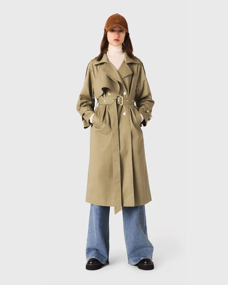 Maje Trenchcoat Mit Nieten Und Kragen - Khaki Khaki