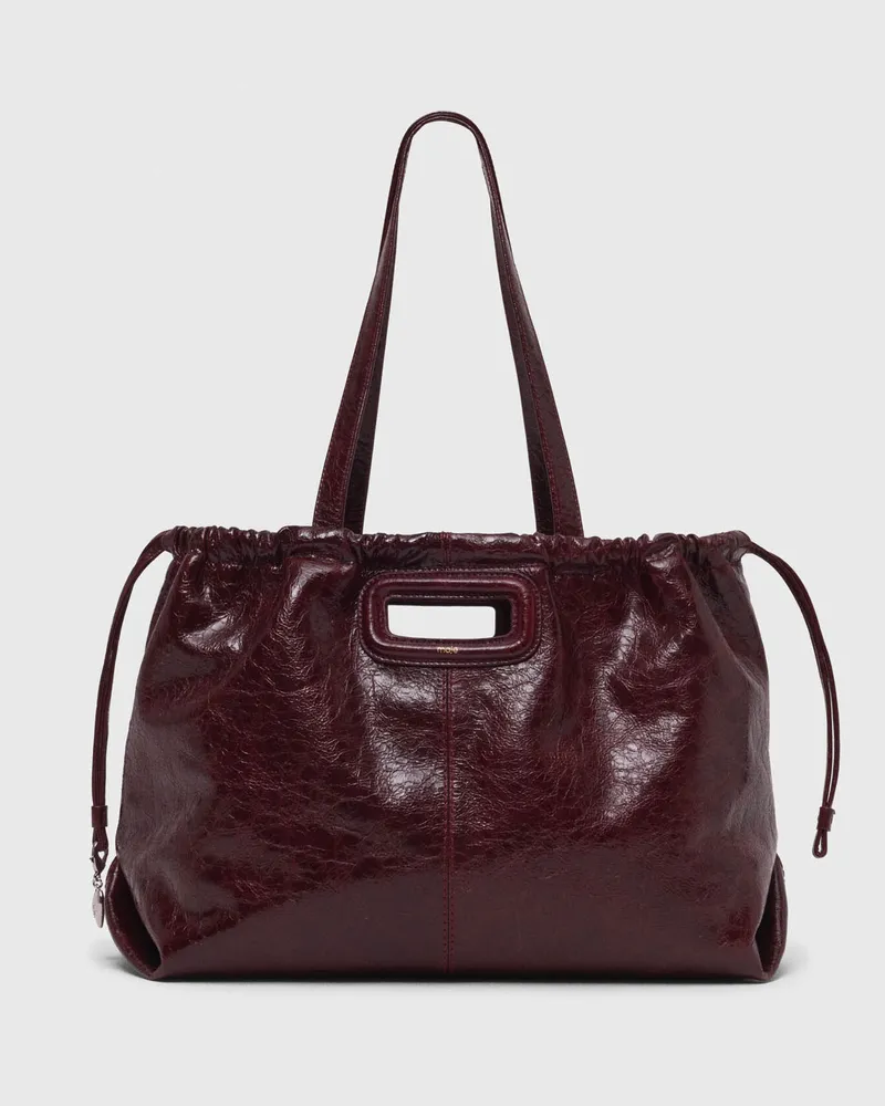 Maje Tote-tasche M Aus Craquelé-leder - Rot Bordeaux Bordeaux