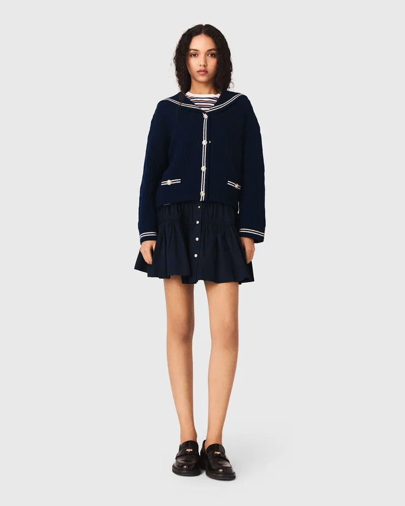 Maje Zopf-cardigan Mit U-boot-ausschnitt - Marineblau Marine