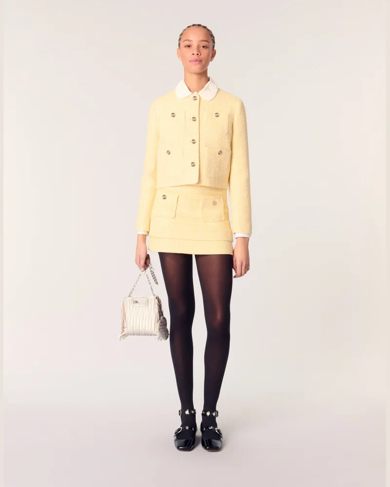 Maje Kurze Tweed-jacke Mit Lurex - Gelb Gelb