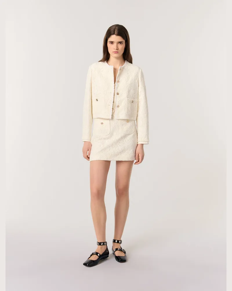 Maje Kurze Guipure-jacke - Ecru Ecru
