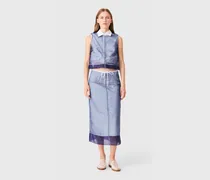 Baumwolltop Mit Abnehmbarem Organza - Blau