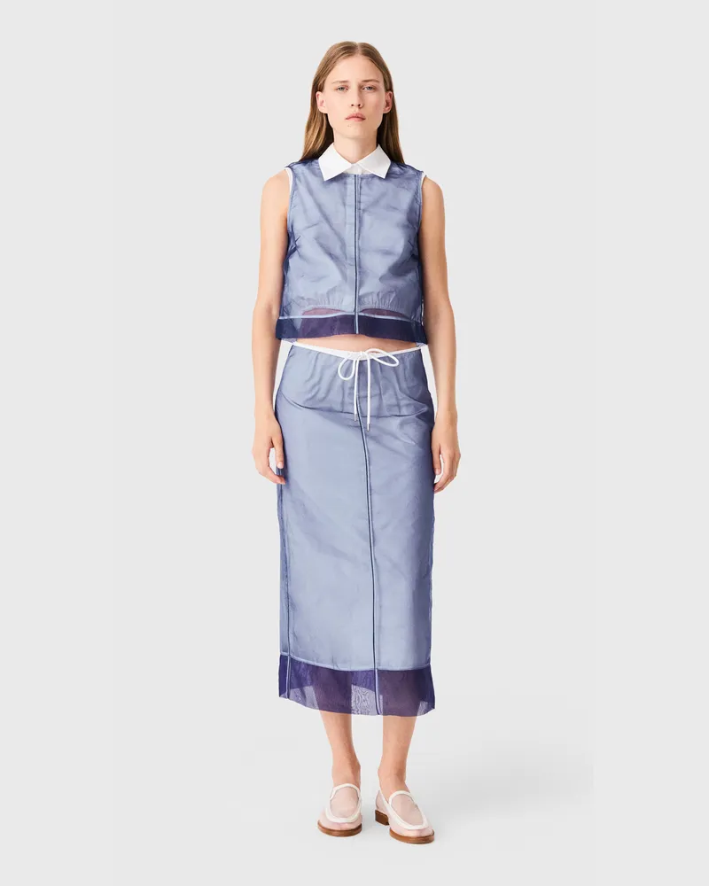 Maje Baumwolltop Mit Abnehmbarem Organza - Blau Blau