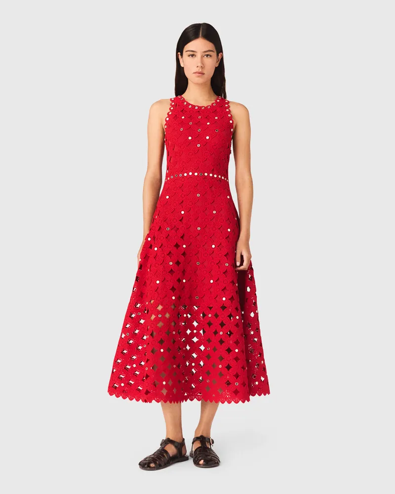 Maje Häkelkleid Mit Spiegeln - Rot Rot
