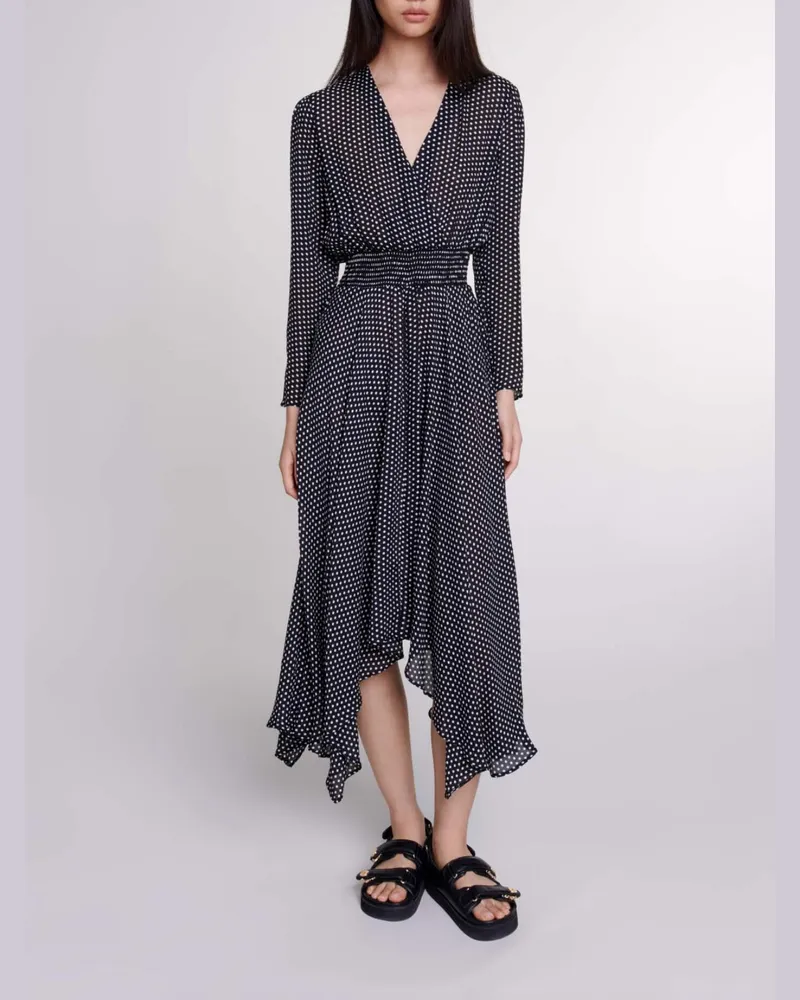 Maje Mittellanges, Gepunktetes Kleid - Punkte Clover Punkte