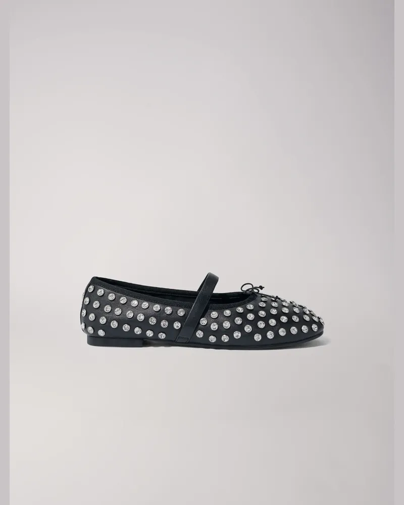 Maje Ballerinas Mit Strasssteinen - Schwarz Schwarz