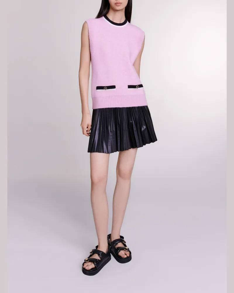 Maje Ärmelloser Pullover - Rosa / Schwarz Rosa
