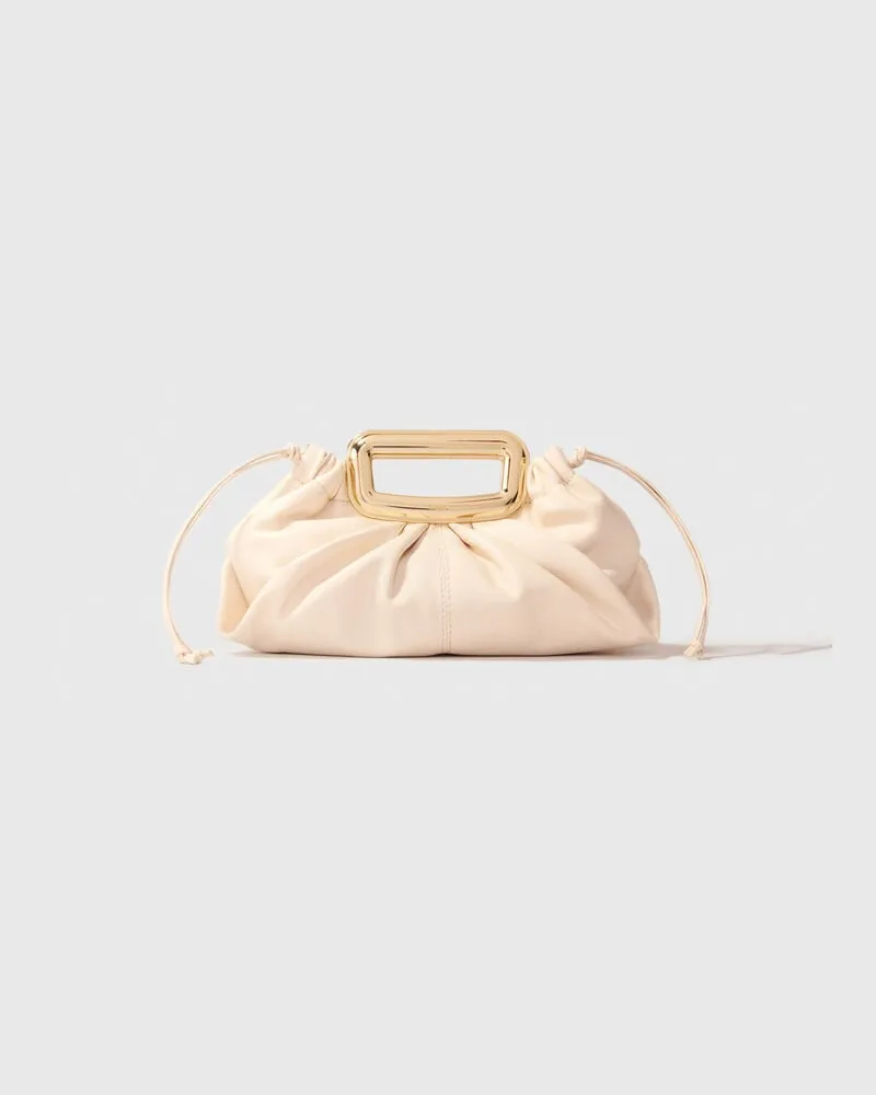 Maje Clutch Aus Leder Mit Metallgriff - Ecru Ecru
