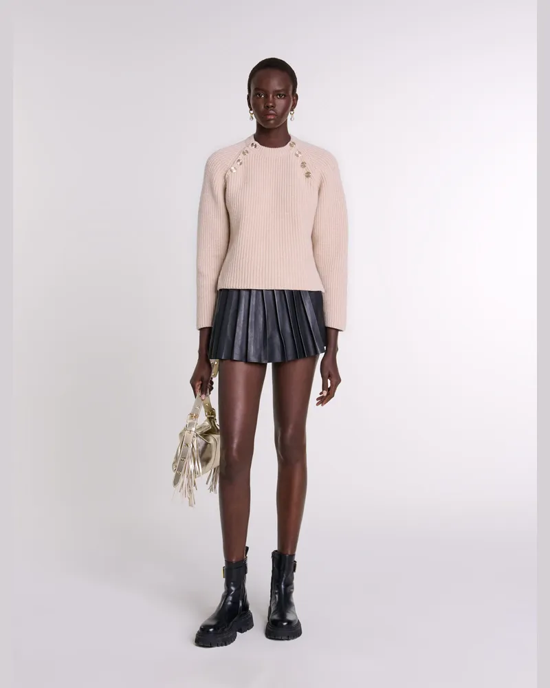 Maje Trompe-l'oeil-shorts Aus Leder - Festliche Kleidung - Schwarz Schwarz