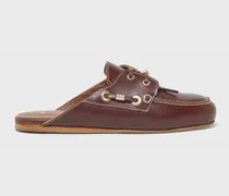 Bootsschuh-mule Aus Leder - Cognacfarbe