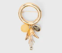 Ringbrosche Mit Detail - Golden