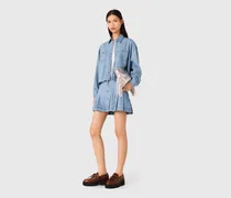 Kurzes Jeanshemd Mit Strass - Bleu Denim