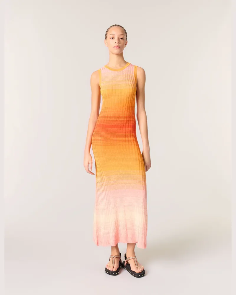 Maje Langes Strickkleid Mit Batik-muster - Orange Orange