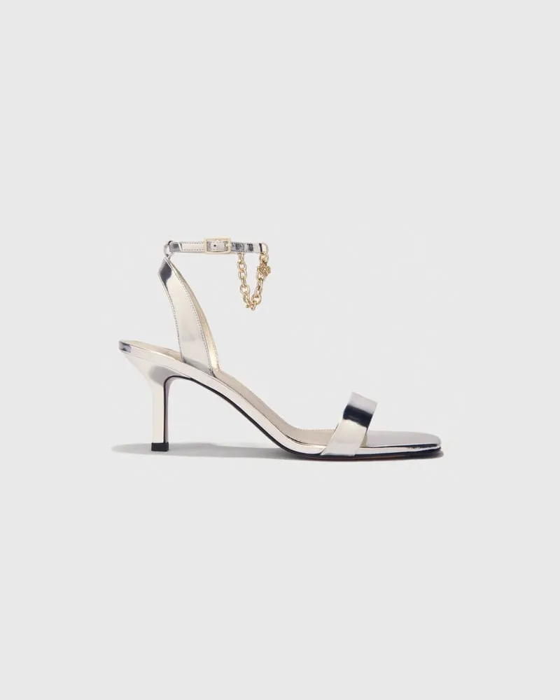 Maje Sandalen Mit Absatz Aus Leder - Silber Silber
