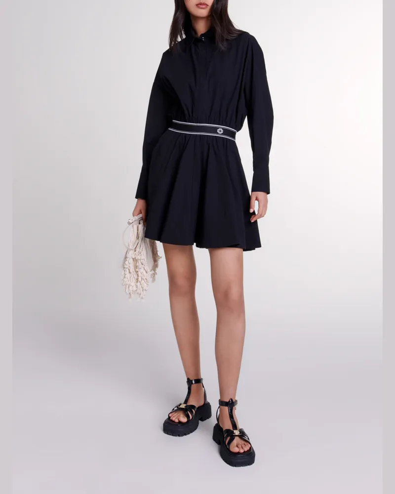 Maje Kurzes Elastisches Hemdkleid - Schwarz Schwarz
