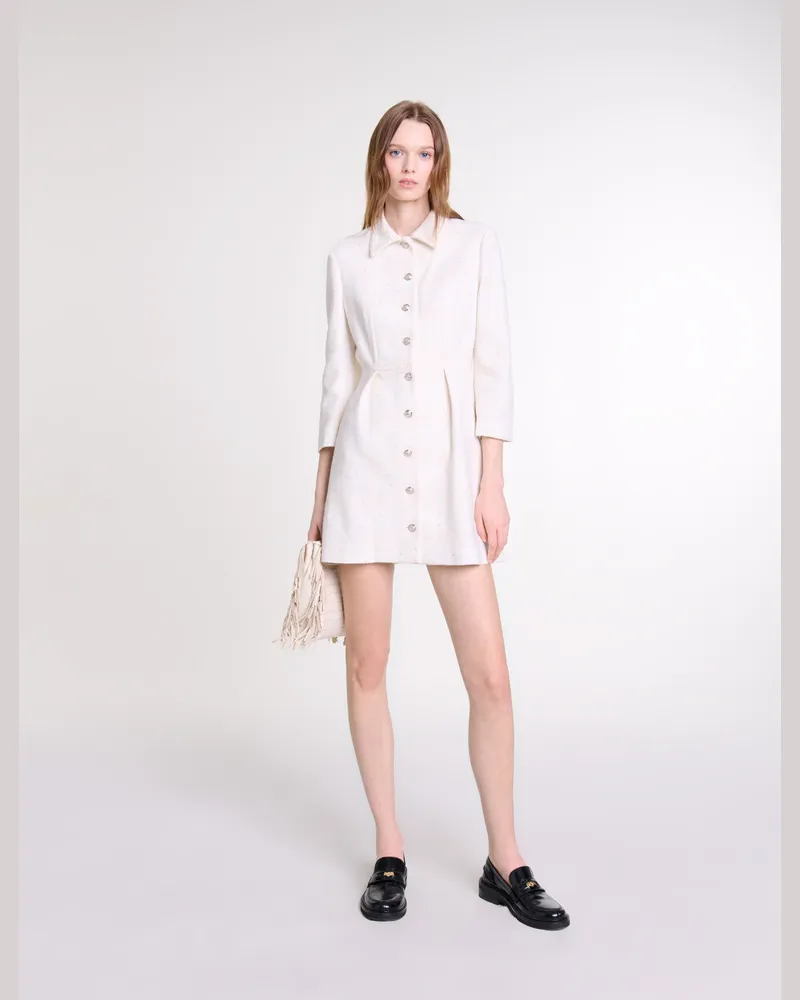 Maje Kurzes Tweedkleid - Ecru Ecru