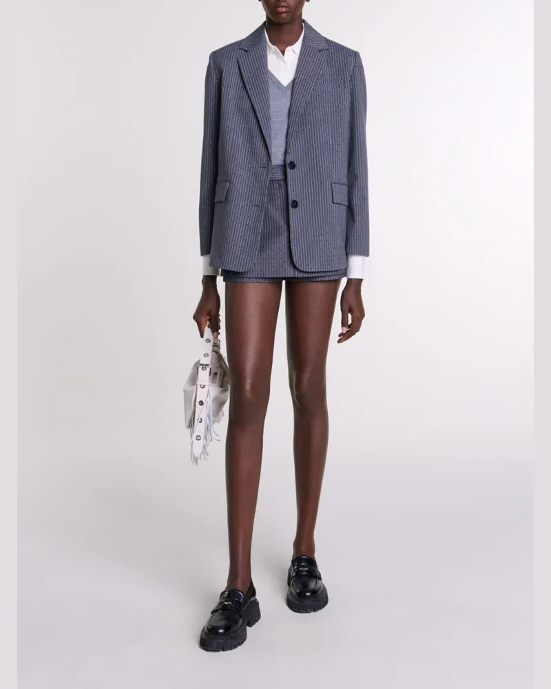 Maje Blazer Mit Strass - Rayure Tennis Grise Strassee Rayure