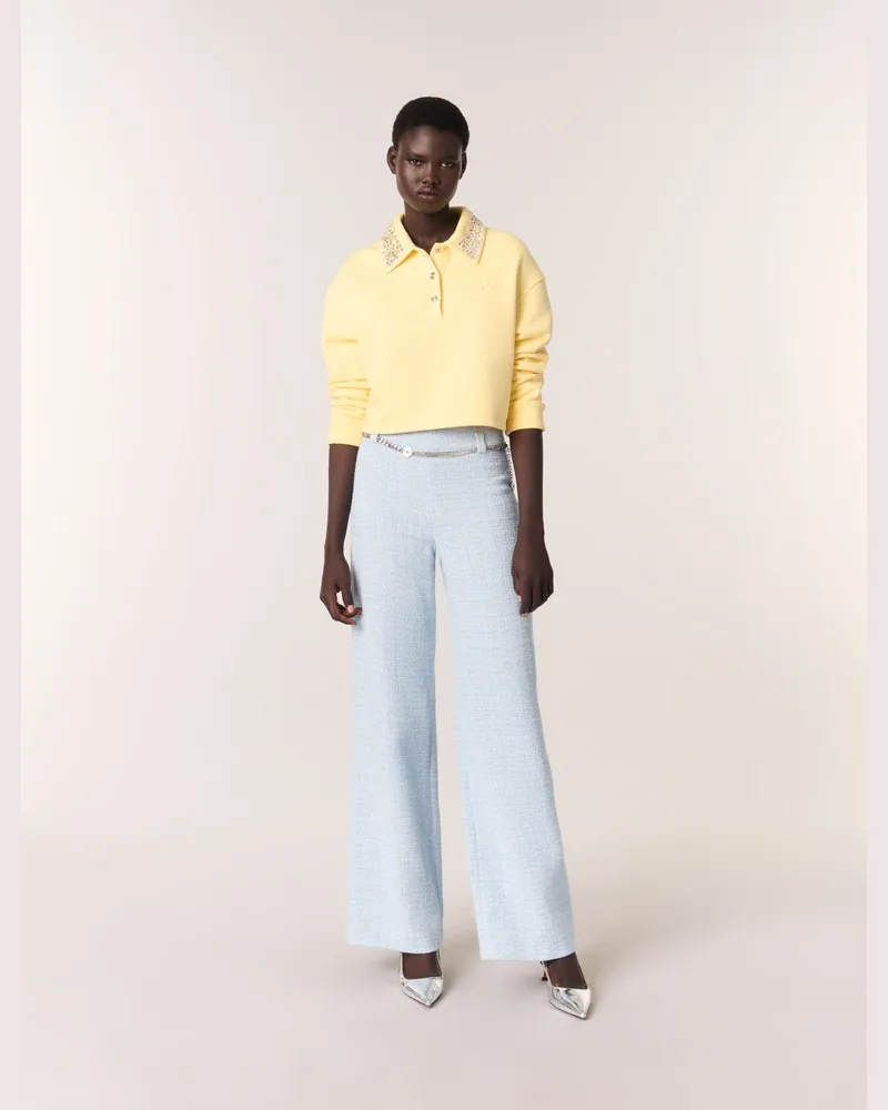 Maje Tweedhose Mit Gürtel - Blau Himmelblau