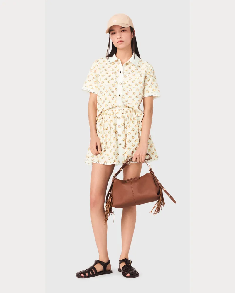 Maje Bedrucktes Hemd Mit Zackenlitze - Jaune Petites Fleurs Print Jaune
