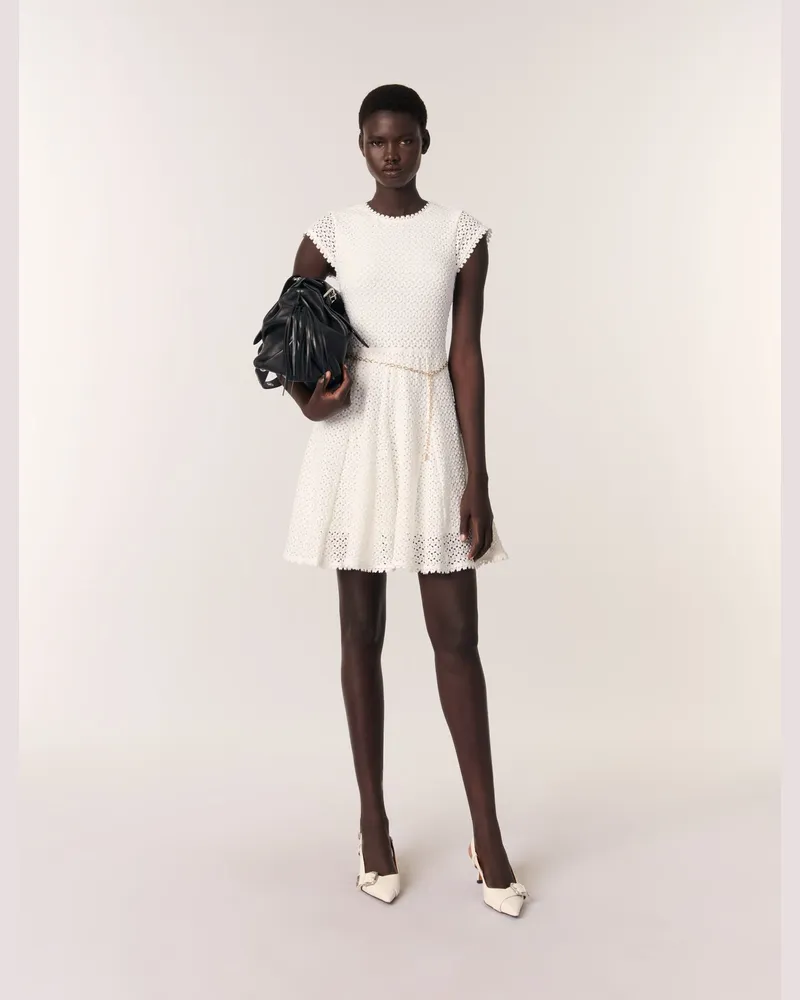 Maje Kurzes Gehäkeltes Kleid - Weiß Weiß