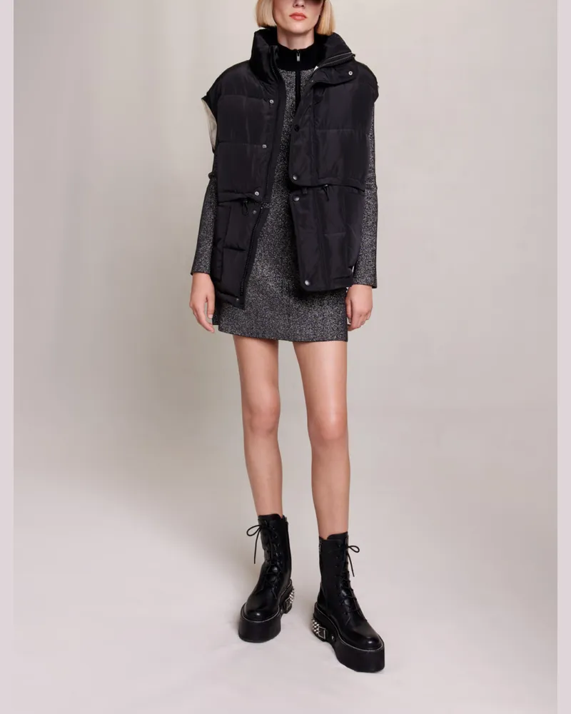 Maje Ärmellose Steppjacke - Schwarz / Ecru Schwarz