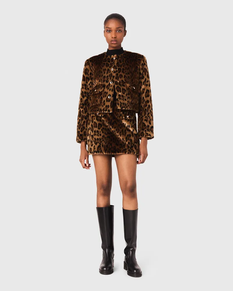 Maje Leopard-kunstpelzjacke - Grand Leopard Print Grand
