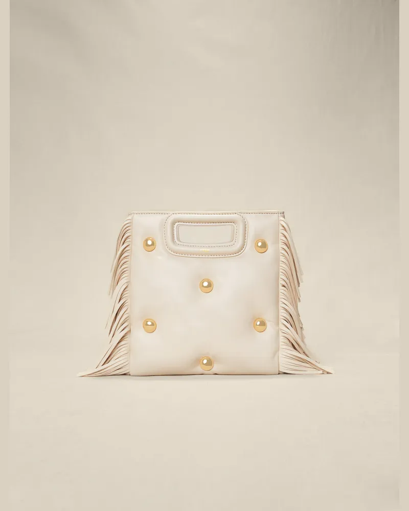 Maje M-tasche Aus Leder Mit Nieten - Vanille Vanille