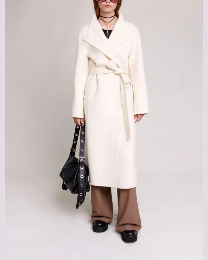 Maje Mittellanger Mantel - Ecru Ecru