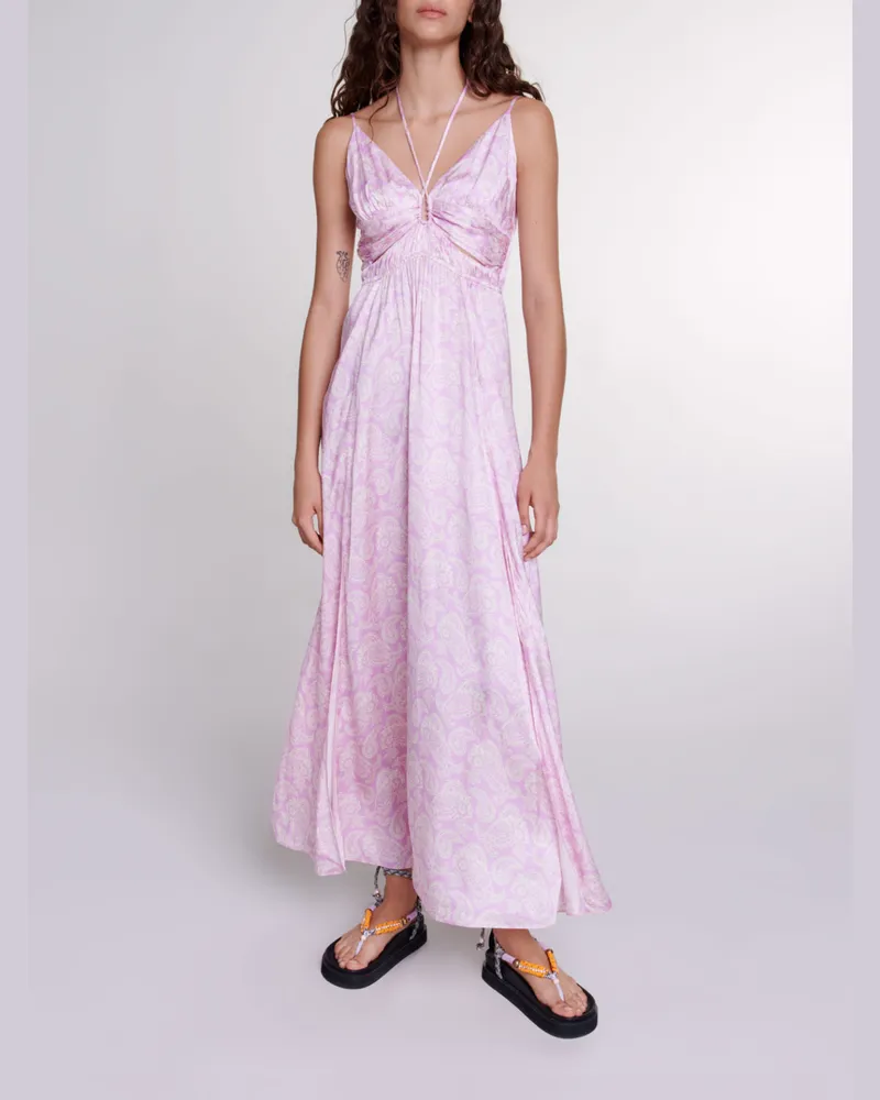Maje Langes Kleid Mit Cut-outs - Imprime Cachemire Rose Imprime