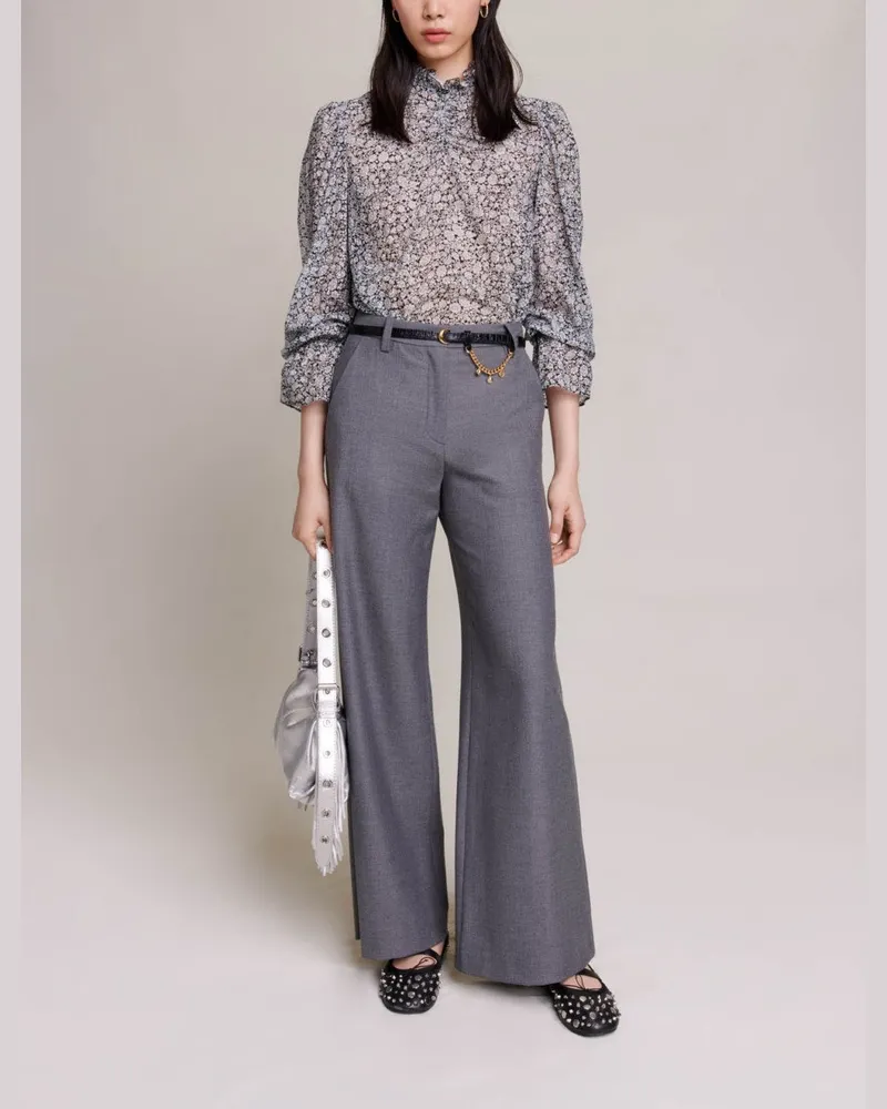 Maje Bluse Mit Blumen-print - Schwarz / Weiß Schwarz