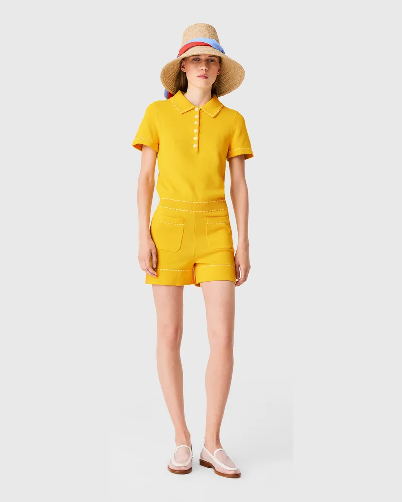 Maje Playsuit Aus Strick Mit Polokragen - Gelb Gelb