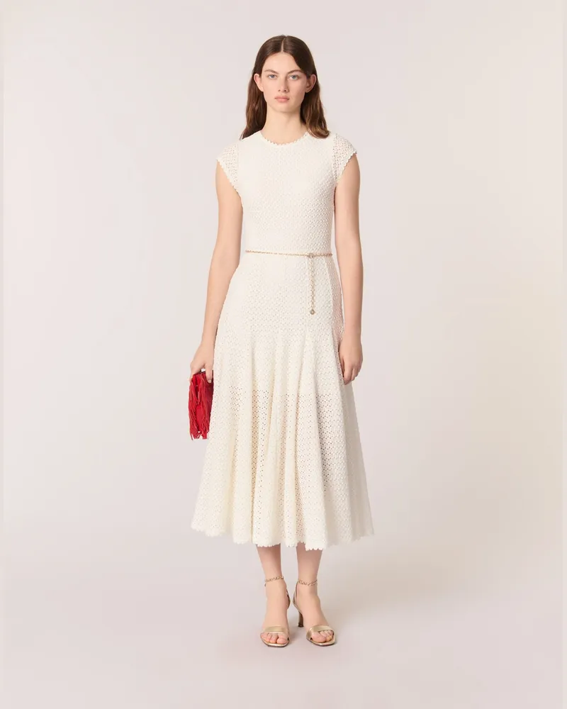 Maje Langes Häkelkleid - Weiß Weiß
