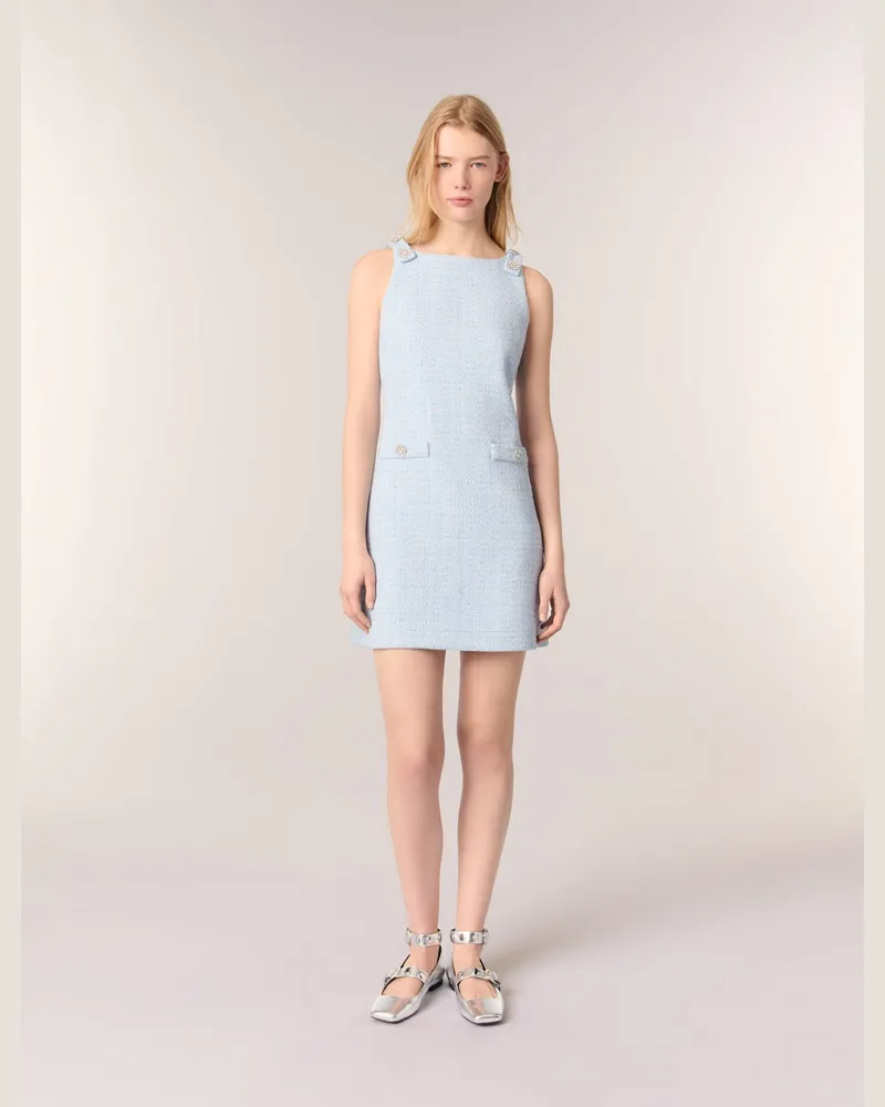 Maje Kurzes Tweedkleid - Blau Himmelblau