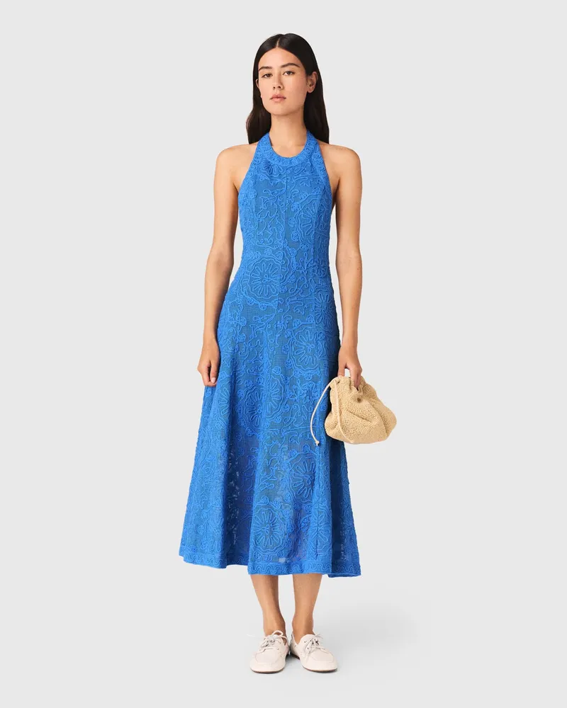 Maje Langes Rückenfreies Guipure-kleid - Blau Blau
