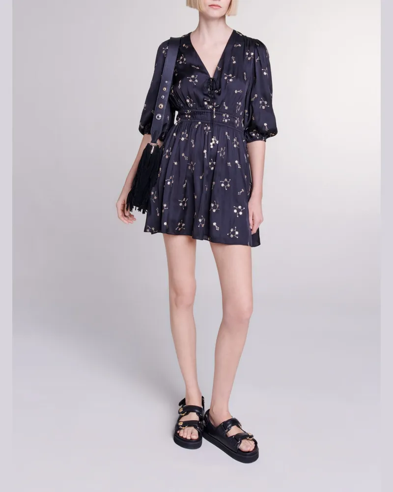 Maje Besticktes Kleid Mit Pailletten - Schwarz Schwarz