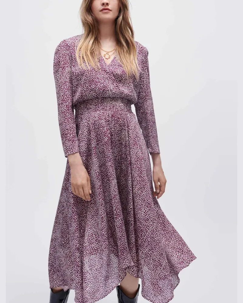 Maje Asymmetrisches Kleid Mit Leopardendruck - Leopard Bordeaux Leopard