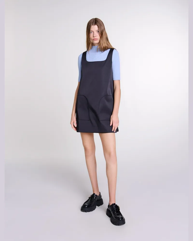 Maje Trägerkleid Aus Satin - Schwarz Schwarz